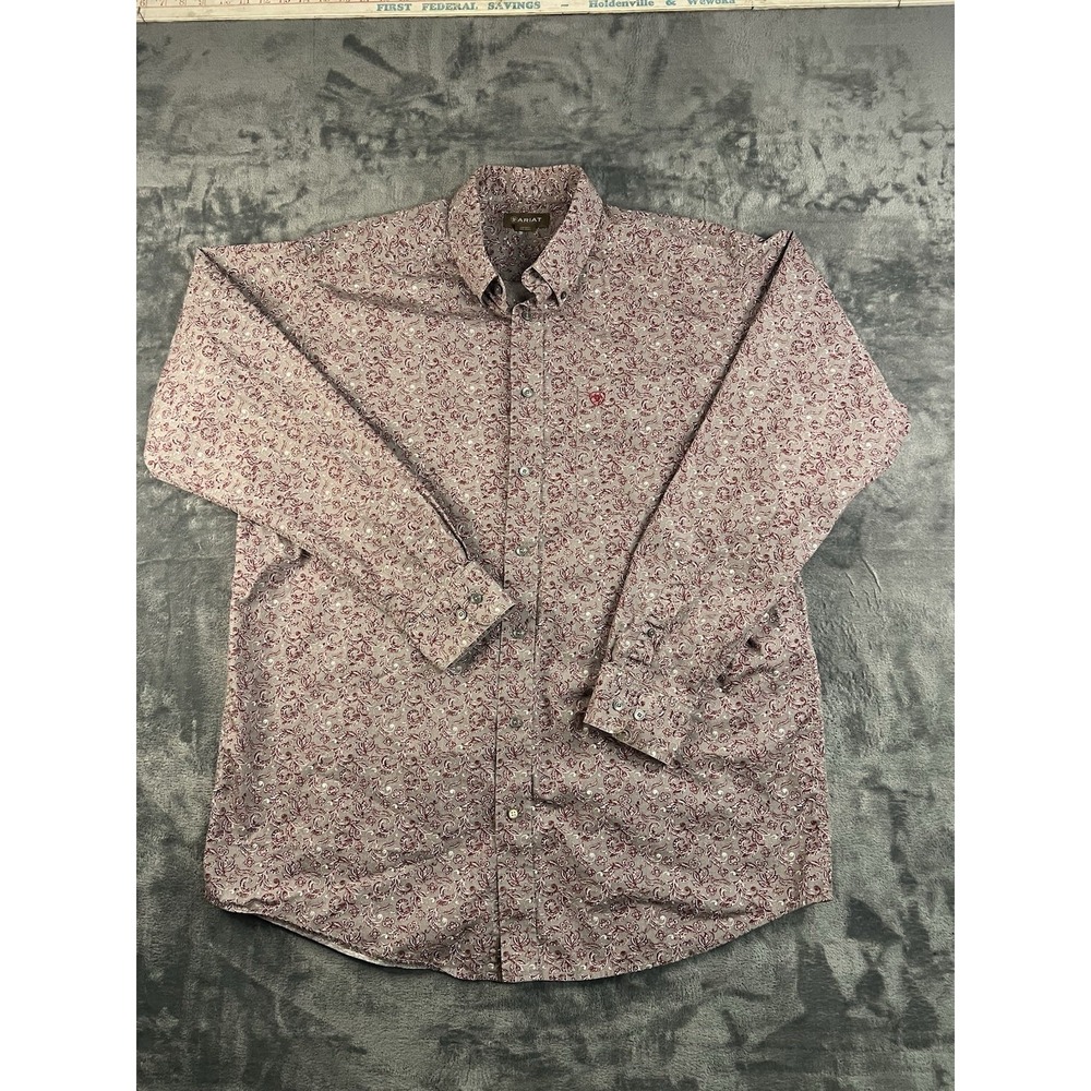 ARIAT Mens XLT Tall Floral Paisley Western Pearl Snap Button Down Shirt 10020759